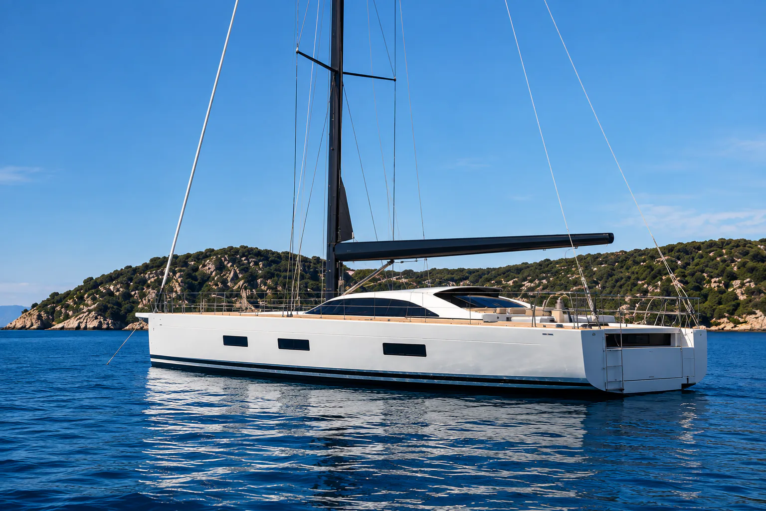 Alithia, a Solaris 80 RS sailing yacht at anchor